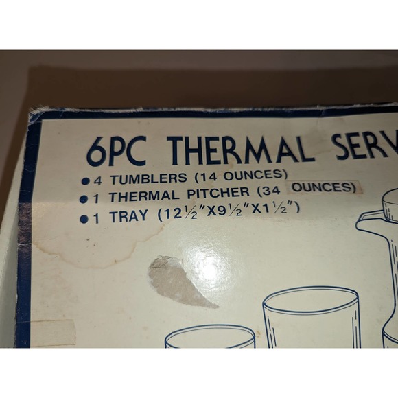 NIB Vintage Unused Phoenix 6 Pc. Thermal Serving Set, Carafe, 4 Tumblers & Tray - Picture 12 of 12